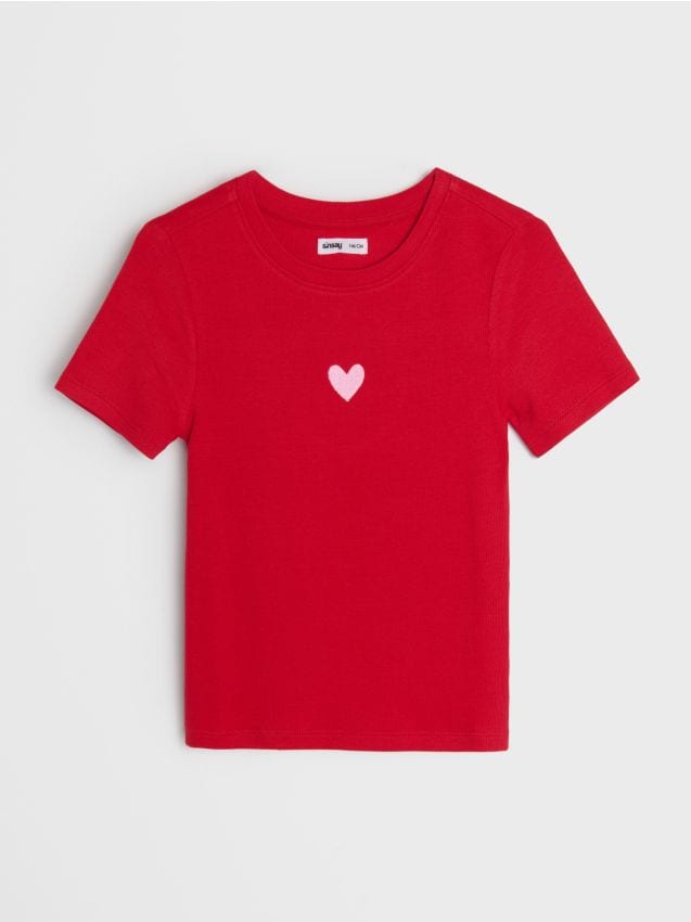 Sinsay - Koszulka z krótkim rękawem - czerwony