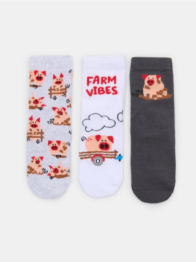 Sinsay - Skarpetki w świnki 3 pack - szary