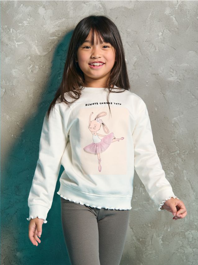 Sinsay - Mikina s volánmi - krémová