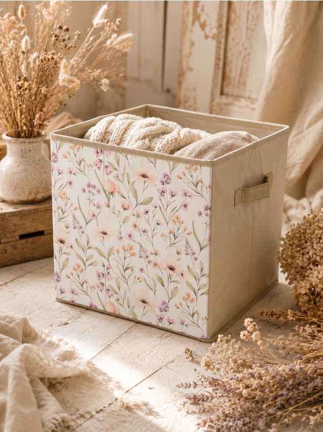 Sinsay - Cutie de depozitare pliabilă cu model floral - bej