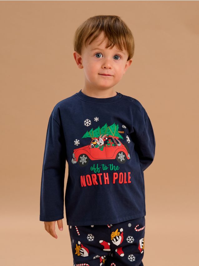 Sinsay - Tričko s vianočnou potlačou Looney Tunes - tmavomodrá