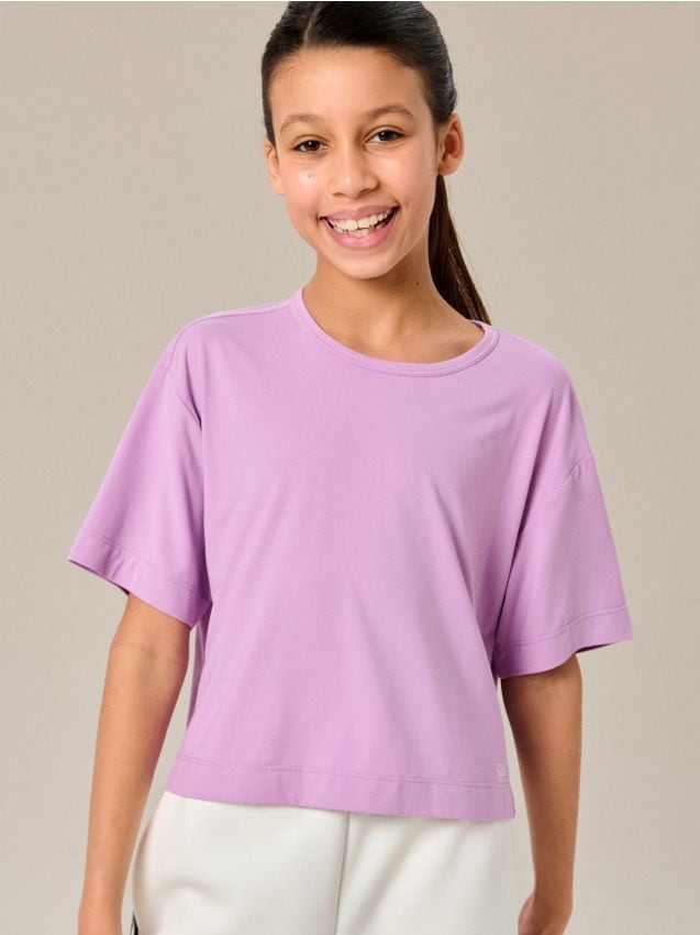 Sinsay - Tricou uni cu mânecă scurtă Active - albastru-violet