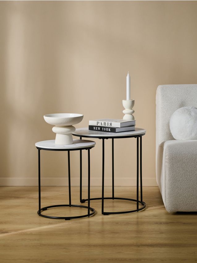 Sinsay - Set de mese de cafea cu model marmorat - alb