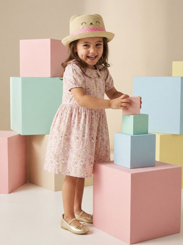 Sinsay - Bawełniana sukienka babydoll ze wzorem - wielobarwny