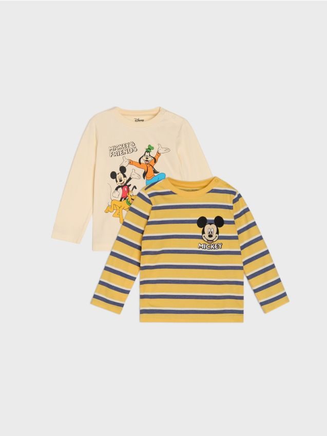 Sinsay - Dvojbalenie tričiek s dlhým rukávom Mickey Mouse - krémová