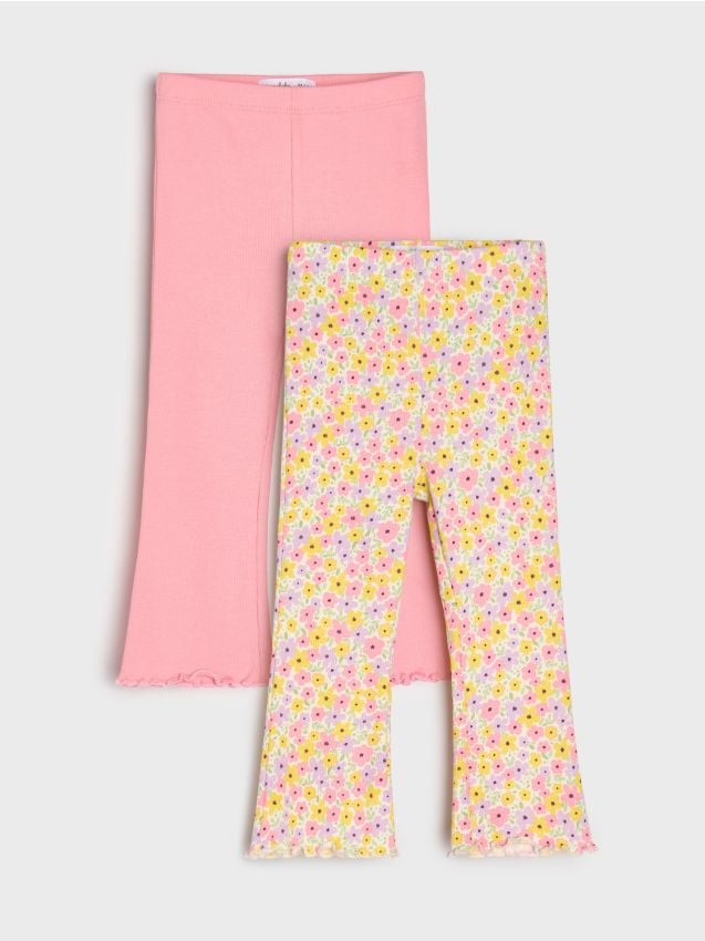 Sinsay - Legginsy w stylu flare 2 pack - kremowy
