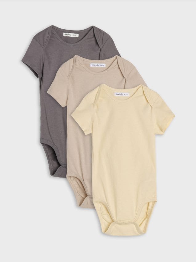 Sinsay - Set de 3 body din bumbac - crem