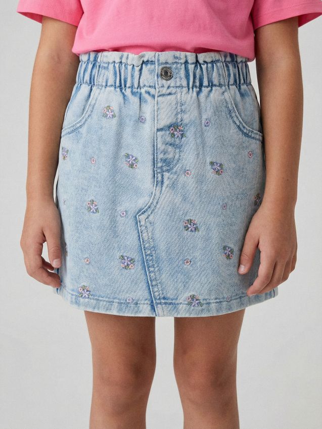 Sinsay - Spódnica jeansowa z efektem sprania - różowy