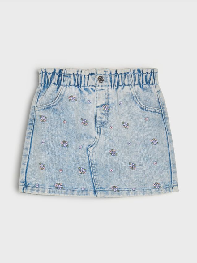 Sinsay - Spódnica jeansowa z efektem sprania - różowy