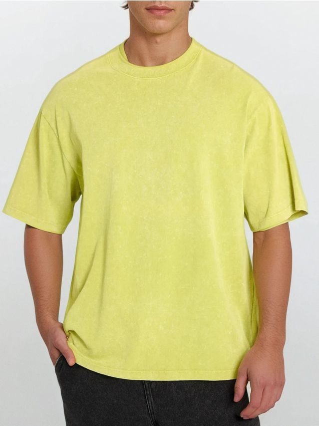 Sinsay - Tricou cu mânecă scurtă - verde-gălbui