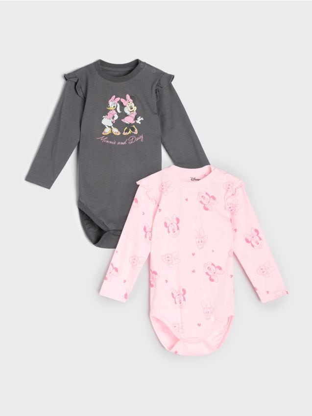 Sinsay - Body din bumbac cu imprimeu 2 pack Minnie Mouse - negru-antracit