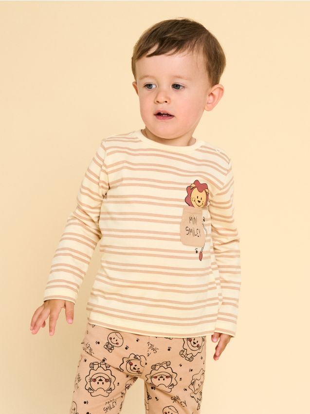 Sinsay - Tricou cu mânecă lungă Mini Smiley® - crem