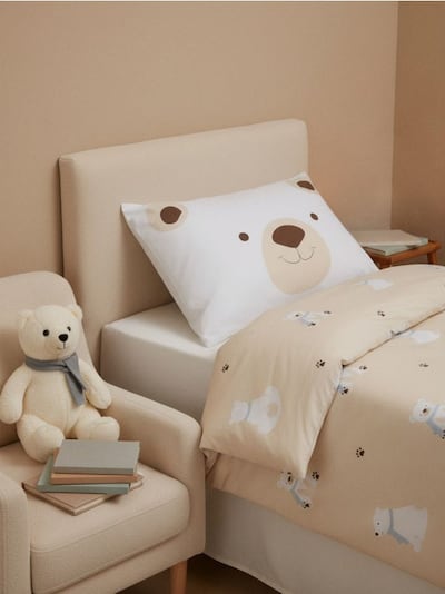 Bombažni komplet posteljnine z motivom medvedka