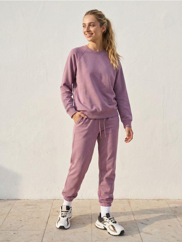 Sinsay - Pantaloni jogger din terry - roz