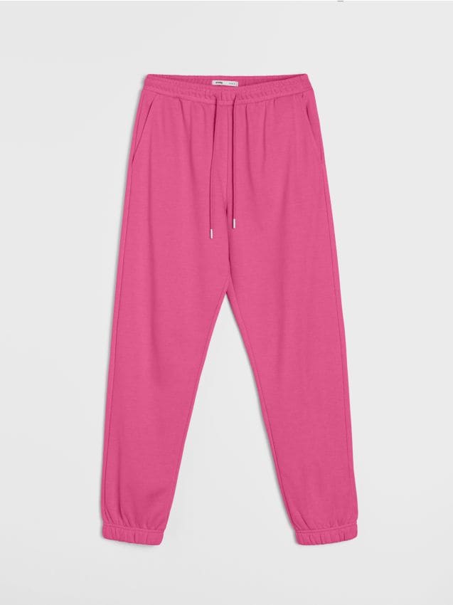 Sinsay - Dresowe spodnie jogger terry - różowy