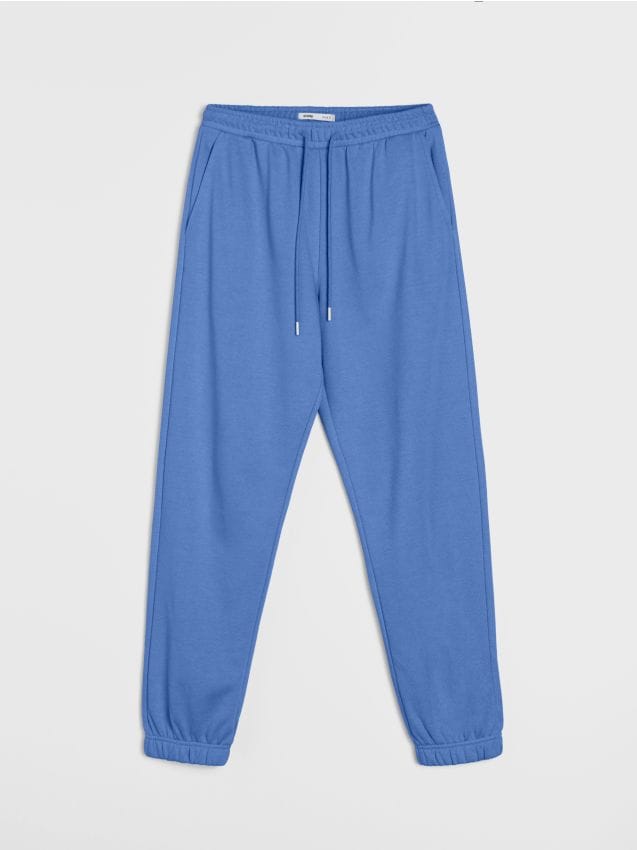 Sinsay - Dresowe spodnie jogger terry - niebieski