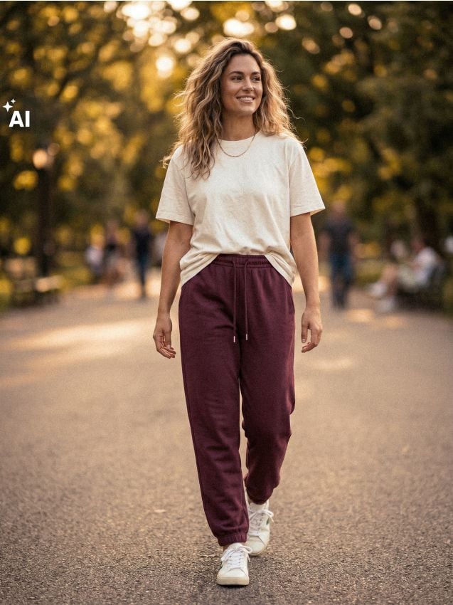 Sinsay - Pantaloni jogger din terry - bordo