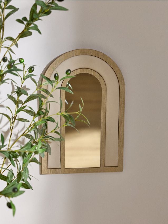 Specchio da parete a forma di arco - beige
