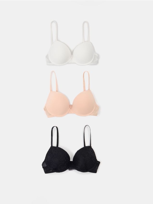 Sinsay - Biustonosze push-up z siateczką 3 pack - wielobarwny