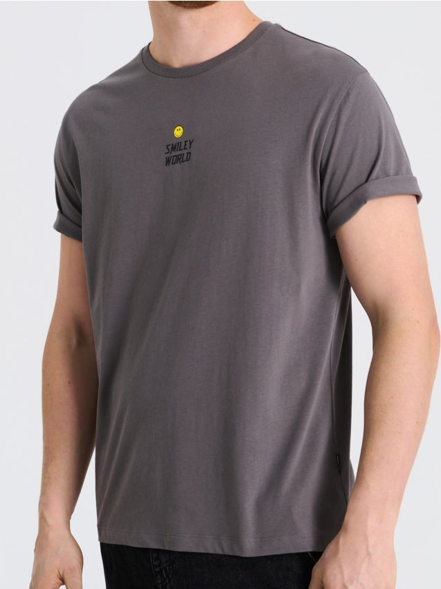Sinsay - Tricou cu imprimeu SmileyWorld® - gri deschis