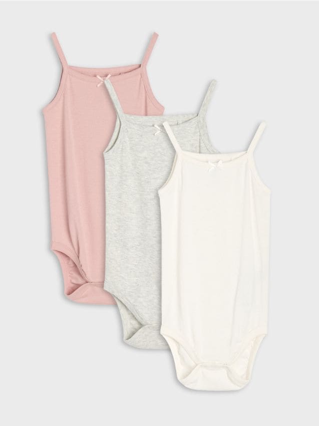 Sinsay - Body din bumbac cu bretele 3 pack - crem
