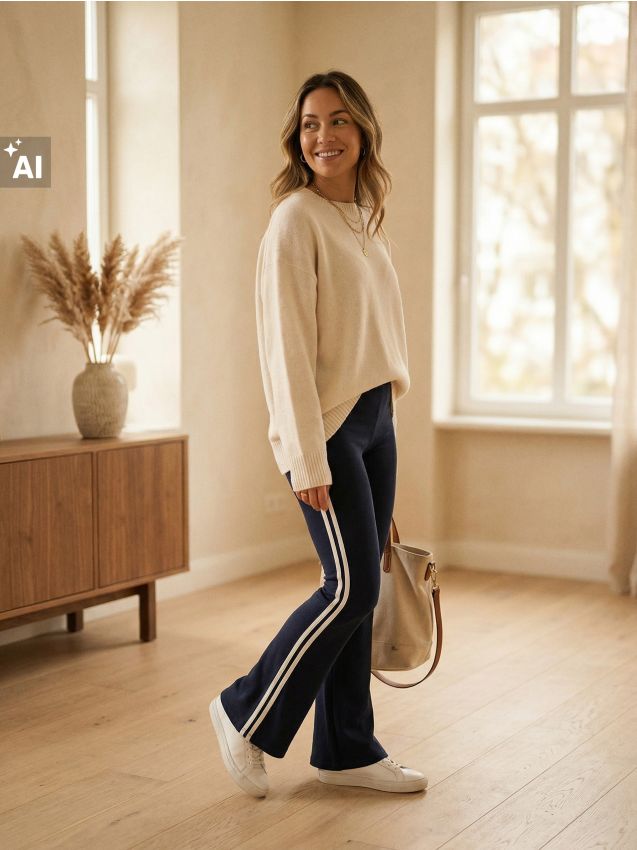 Sinsay - Pantaloni evazați din material piqué - multicolor