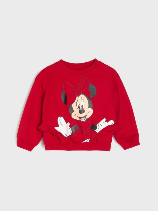 Sinsay - Hanorac din bumbac crewneck cu imprimeu Minnie Mouse - roșu
