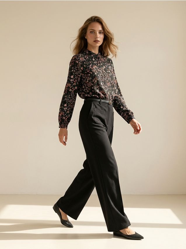 Camicia in viscosa con fantasia floreale - multicolor