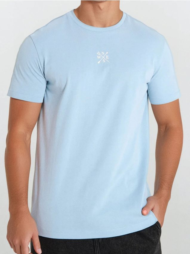 Sinsay - Tricou cu mânecă scurtă - albastru-pal