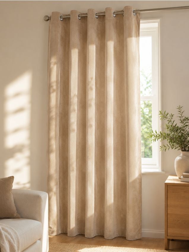 Sinsay - Draperie din catifea cu efect de umbrire și inele - bej