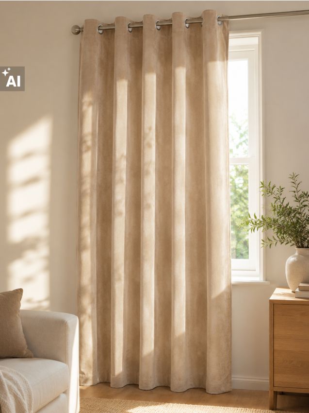 Sinsay - Draperie din catifea cu efect de umbrire și inele - bej