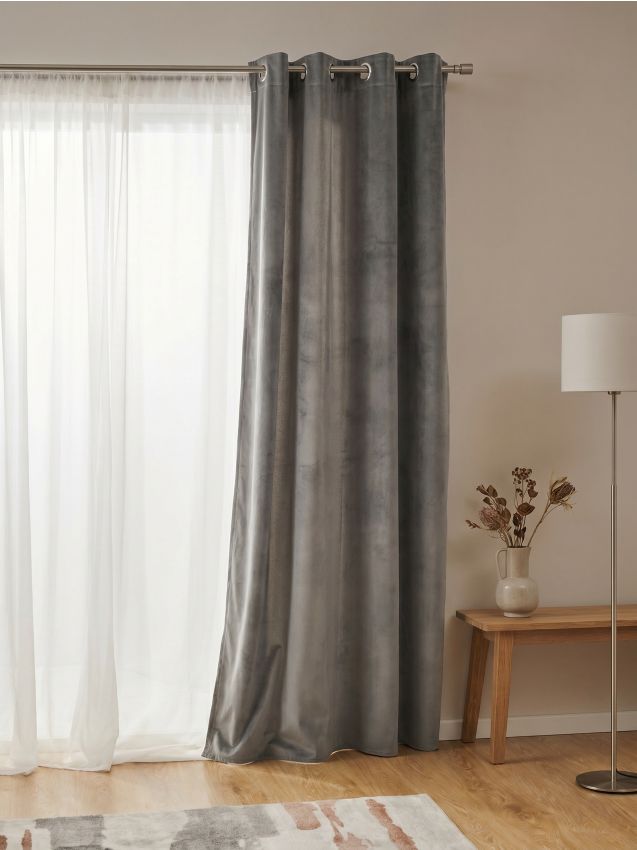 Sinsay - Draperie din catifea cu efect de umbrire și inele - gri-închis