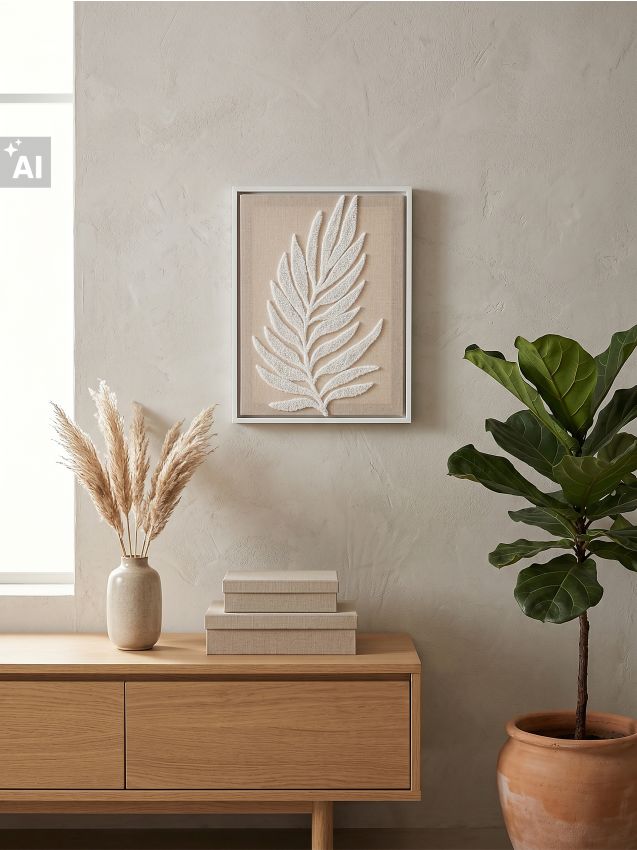 Sinsay - Tablou decorativ cu motiv de frunză - crem