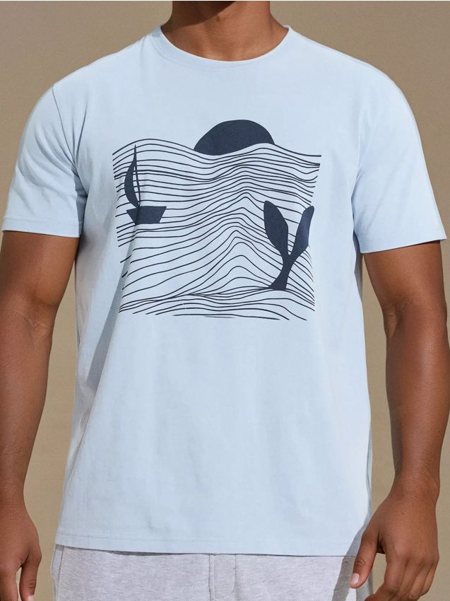 Sinsay - Tricou din bumbac cu imprimeu - albastru-pal