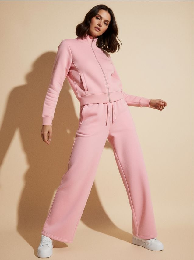 Sinsay - Pantaloni de trening cu crac larg - roz
