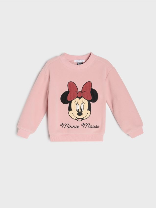 Sinsay - Bluză din bumbac cu decolteu rotund Minnie Mouse - arămiu