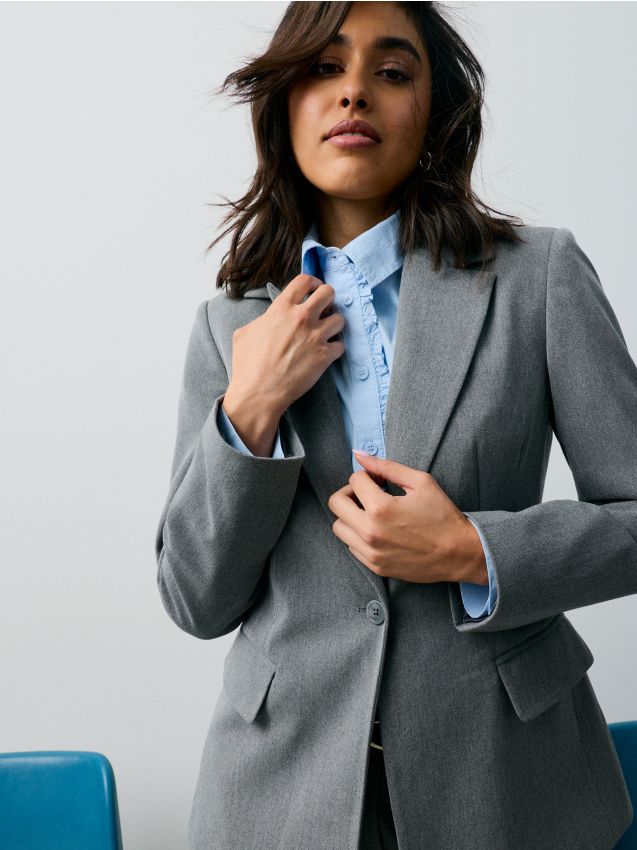 Sinsay - Sacou slim fit cu viscoză - gri deschis