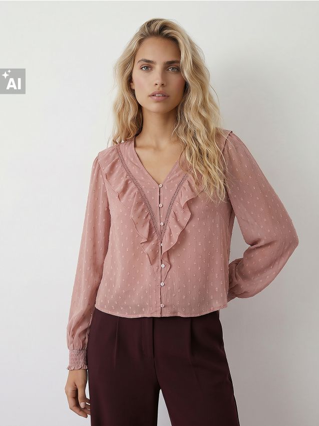 Sinsay - Košulja bluza s dekorativnim žabotom