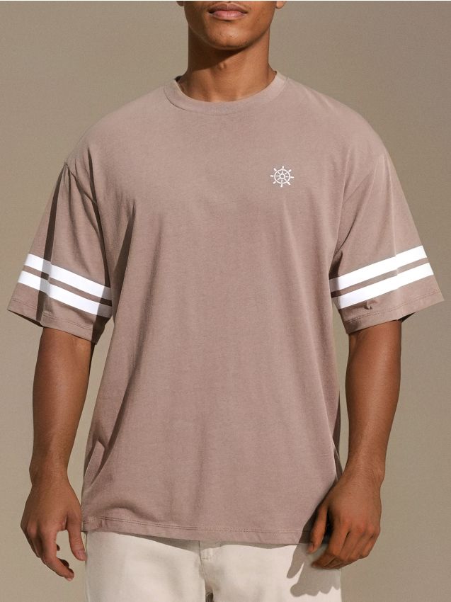 Sinsay - Tricou cu mânecă scurtă - cafeniu