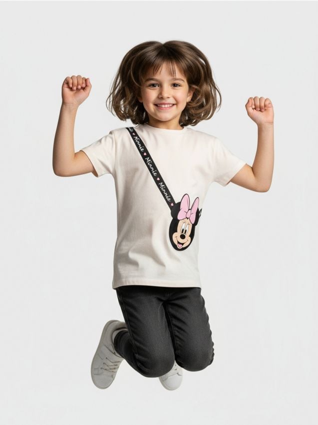 Sinsay - Tričko Minnie Mouse - krémová