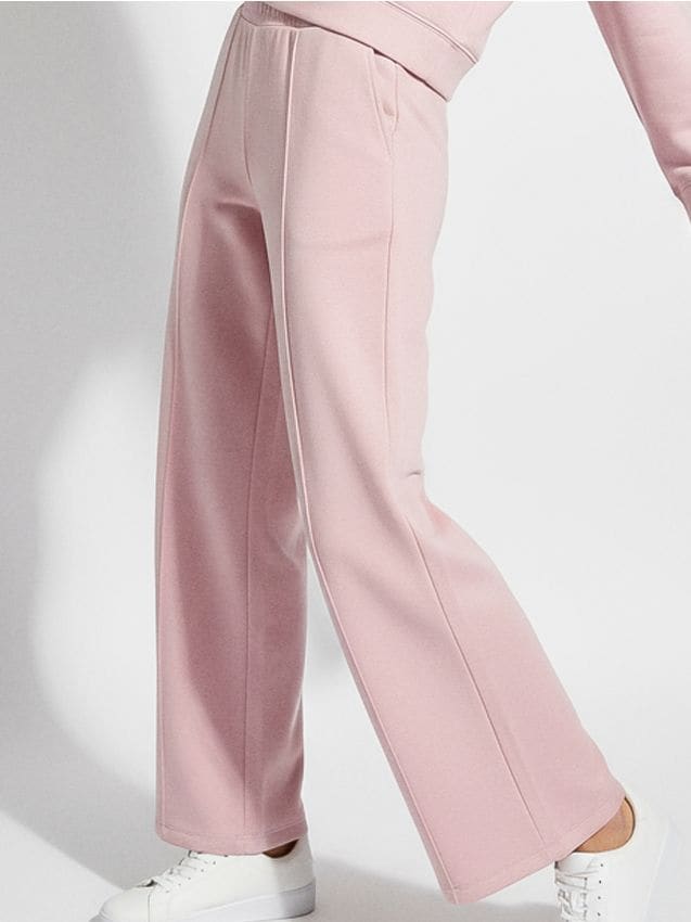 Sinsay - Spodnie wide leg z przeszyciami z domieszką wiskozy - różowy
