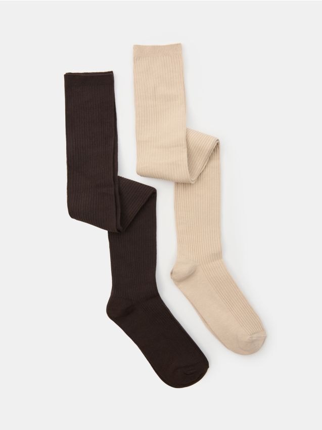 Sinsay - Șosete peste genunchi cu model prăfuit și bumbac 2 pack - multicolor