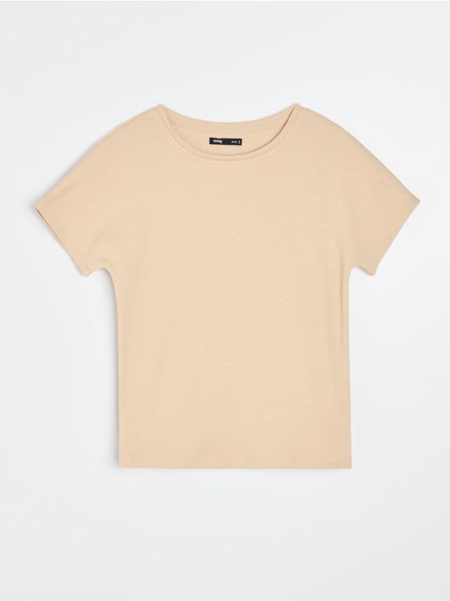 Sinsay - Tricou cu amestec de vâscoză - bej