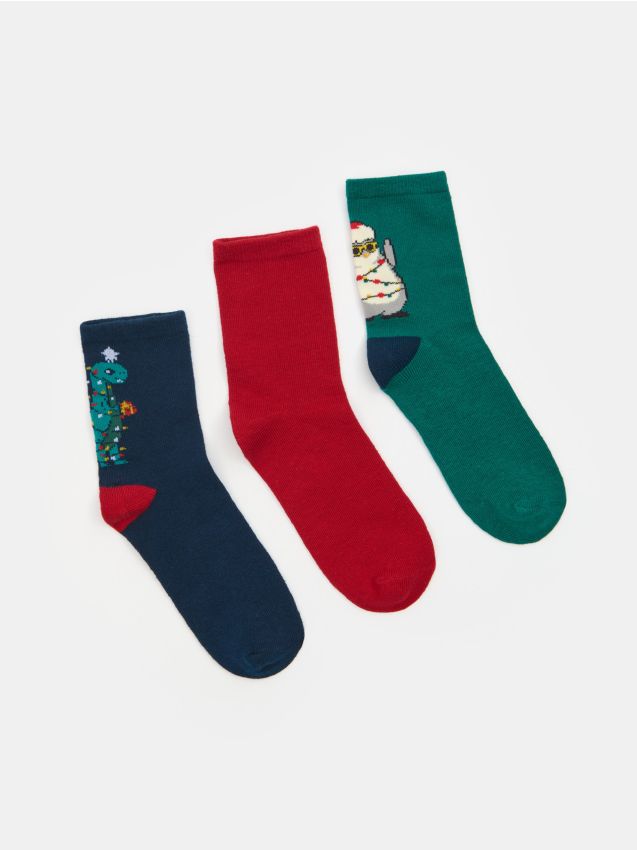 Sinsay - Balenie 3 ponožiek s vianočným motívom - viacfarebná