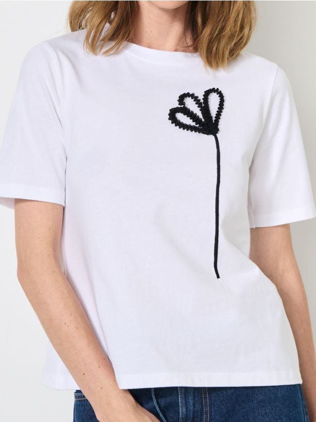 Sinsay - Tričko s krátkym rukávom - krémová