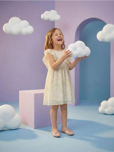 Rochie babydoll din tul cu model floral