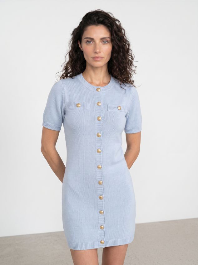 Sinsay - Rochie midi cu nasturi decorativi - light blue