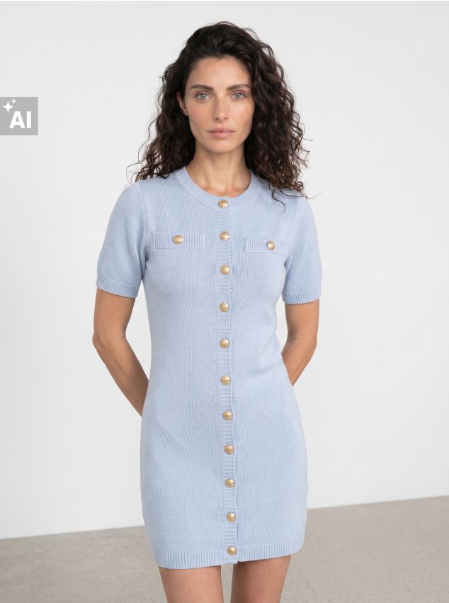 Sinsay - Rochie midi cu nasturi decorativi - light blue