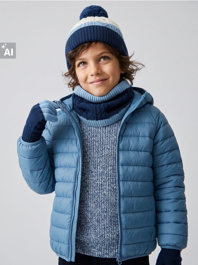 Sinsay - Set cu model torsadat: căciulă cu pompon, guler și mănuși 3 pack - multicolor