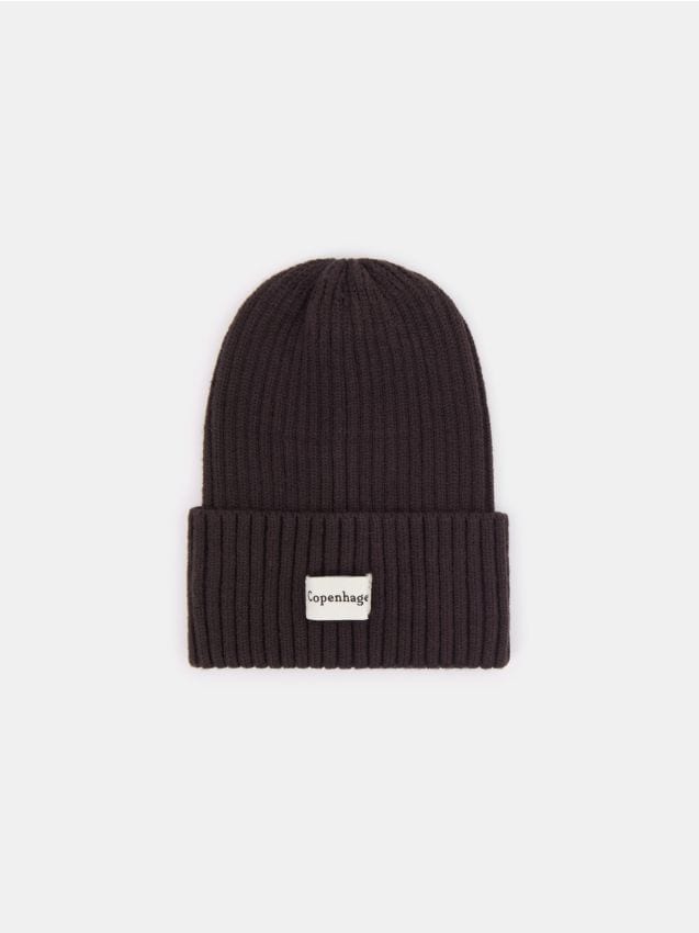 Sinsay - Čiapka beanie z prúžkovaného úpletu - tmavohnedá